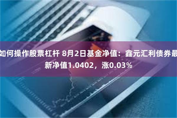 如何操作股票杠杆 8月2日基金净值：鑫元汇利债券最新净值1.0402，涨0.03%